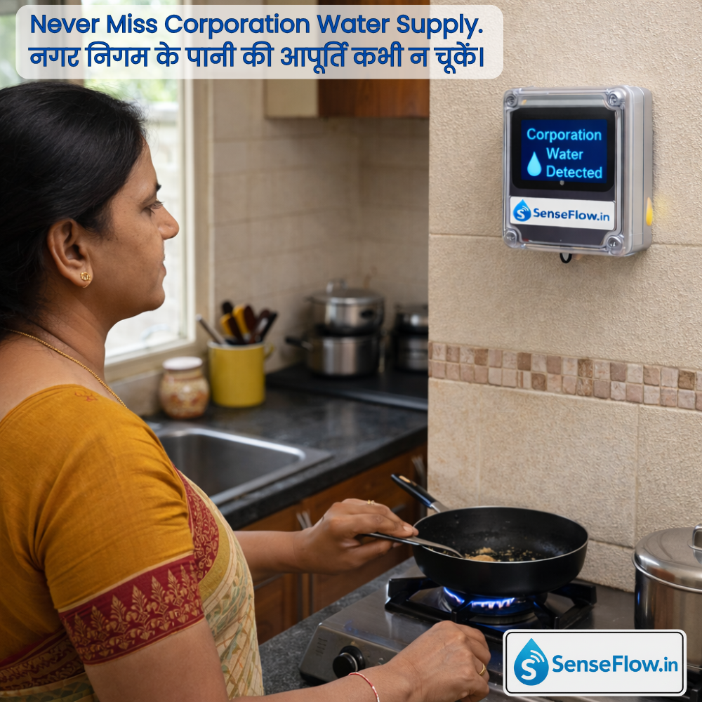 Never miss corporation water supply with SenseFlow water presence sensor